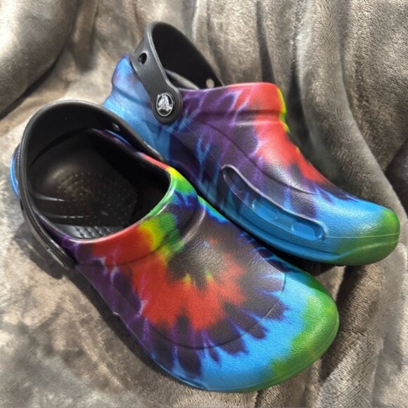 Crocs Bistro Kids Woman Man Unisex Tie Dye Slip On Clogs Sandals Rainbow Woman 6 - Picture 4 of 12
